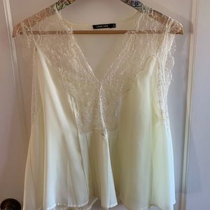 Love Sam Anthropologie Lace Pleated Blouse